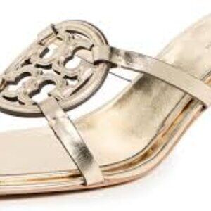 NIB Tory Burch Geo Bombe Miller Low Heel Sandal SPARK GOLD